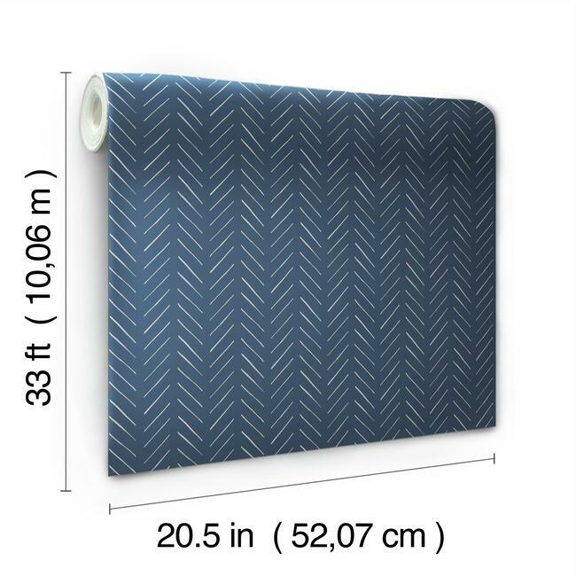 Magnolia Home Pick-Up-Sticks Wallpaper - White on Navy