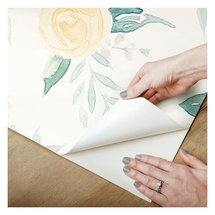 Magnolia Home Watercolor Roses Peel & Stick Wallpaper - Goldfinch Yellow