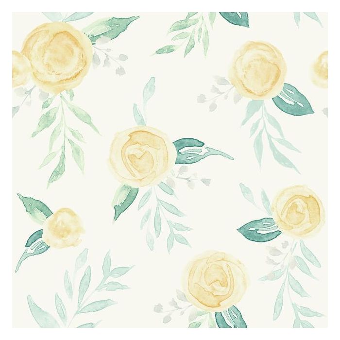 Magnolia Home Watercolor Roses Peel & Stick Wallpaper - Goldfinch Yellow