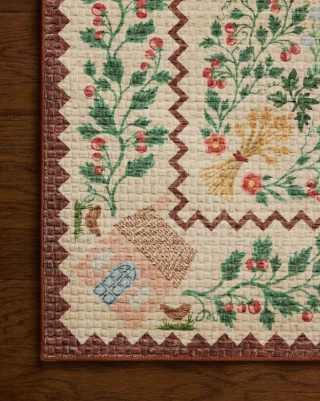 Rifle Paper Co x Loloi Orchard Country Farm Washable Rug - Ivory