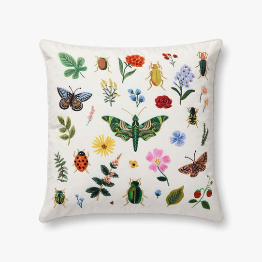 Rifle Paper Co x Loloi Curio Pillow - White/Multi (Set of 2)