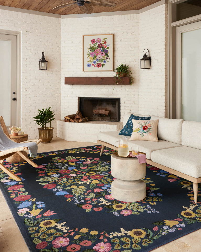 Rifle Paper Co x Loloi Perennial Rug - Blossom Navy