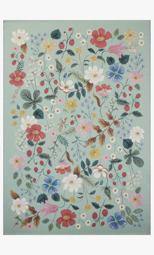 Rifle Paper Co x Loloi Perennial Rug - Strawberry Fields Mint