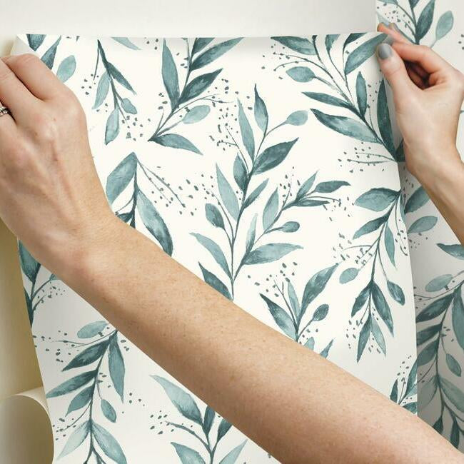 Magnolia Home Olive Branch Peel & Stick Wallpaper - Teal