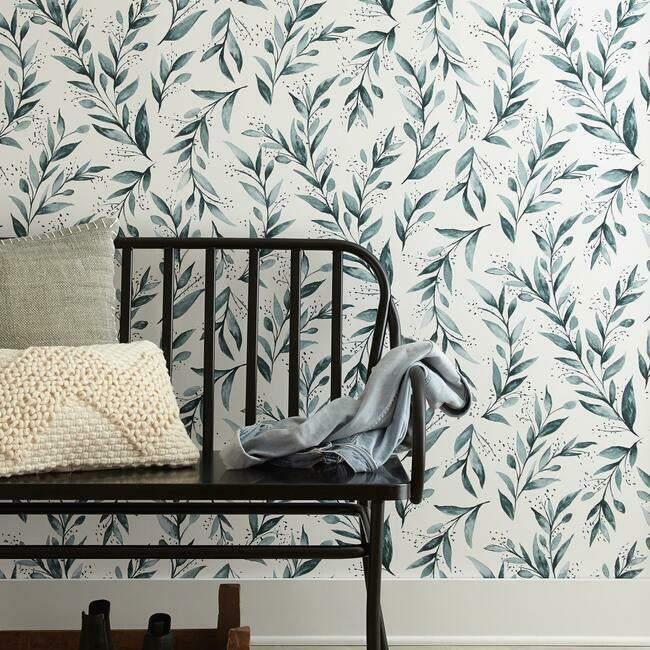 Magnolia Home Olive Branch Peel & Stick Wallpaper - Teal
