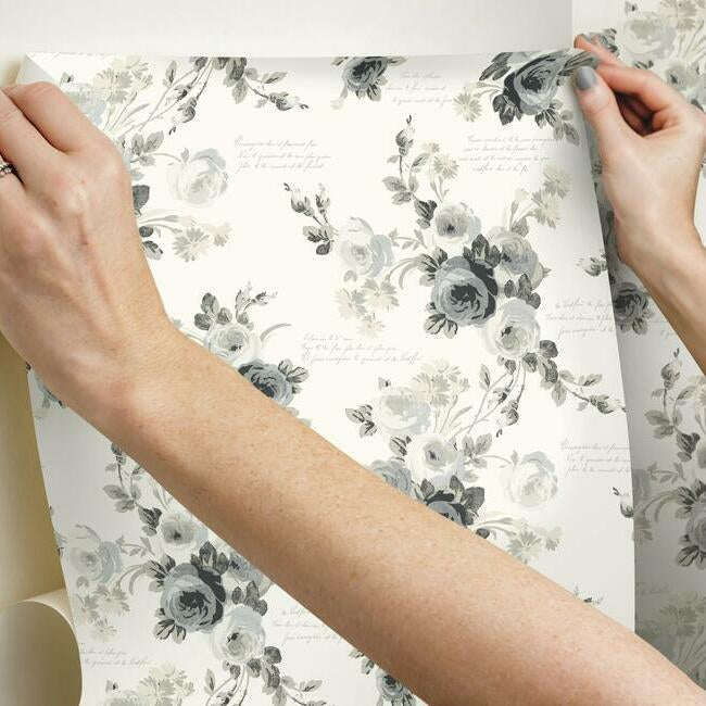 Magnolia Home Heirloom Rose Peel & Stick Wallpaper - Gray and Buff