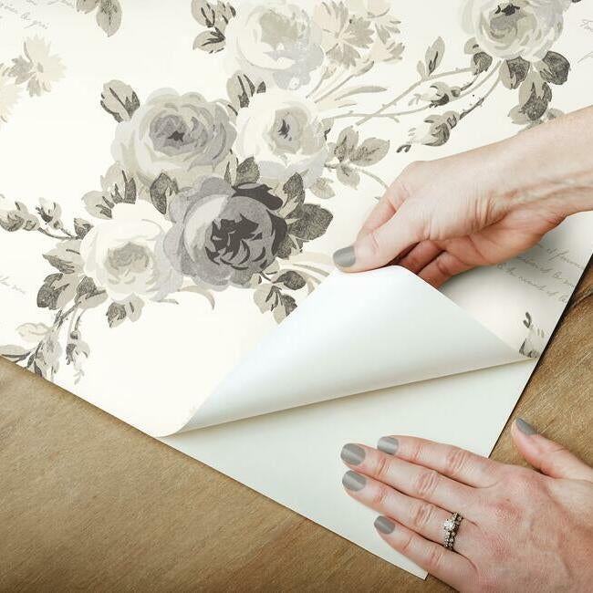 Magnolia Home Heirloom Rose Peel & Stick Wallpaper - Gray and Buff