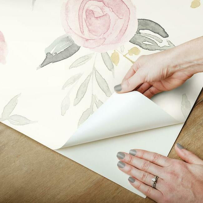 Magnolia Home Watercolor Roses Peel & Stick Wallpaper - Gala Pink