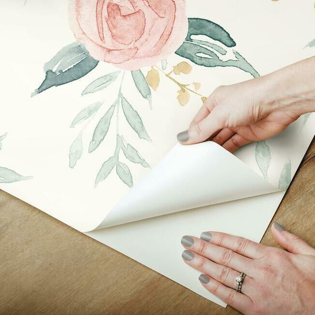Magnolia Home Watercolor Roses Peel & Stick Wallpaper - Red Coral
