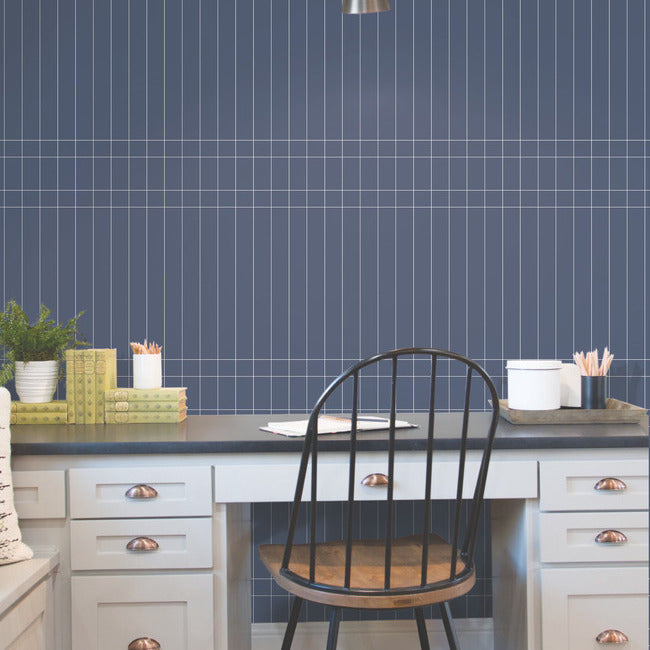 Magnolia Home Linear Gridwork Peel & Stick Wallpaper - Navy