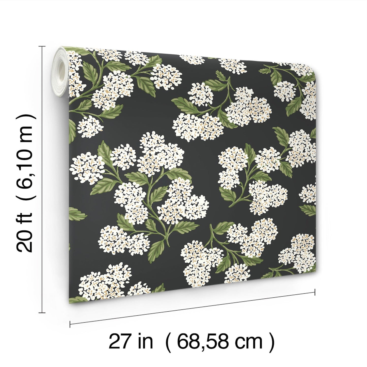 Rifle Paper Co Hydrangea Peel & Stick Wallpaper - Black & White