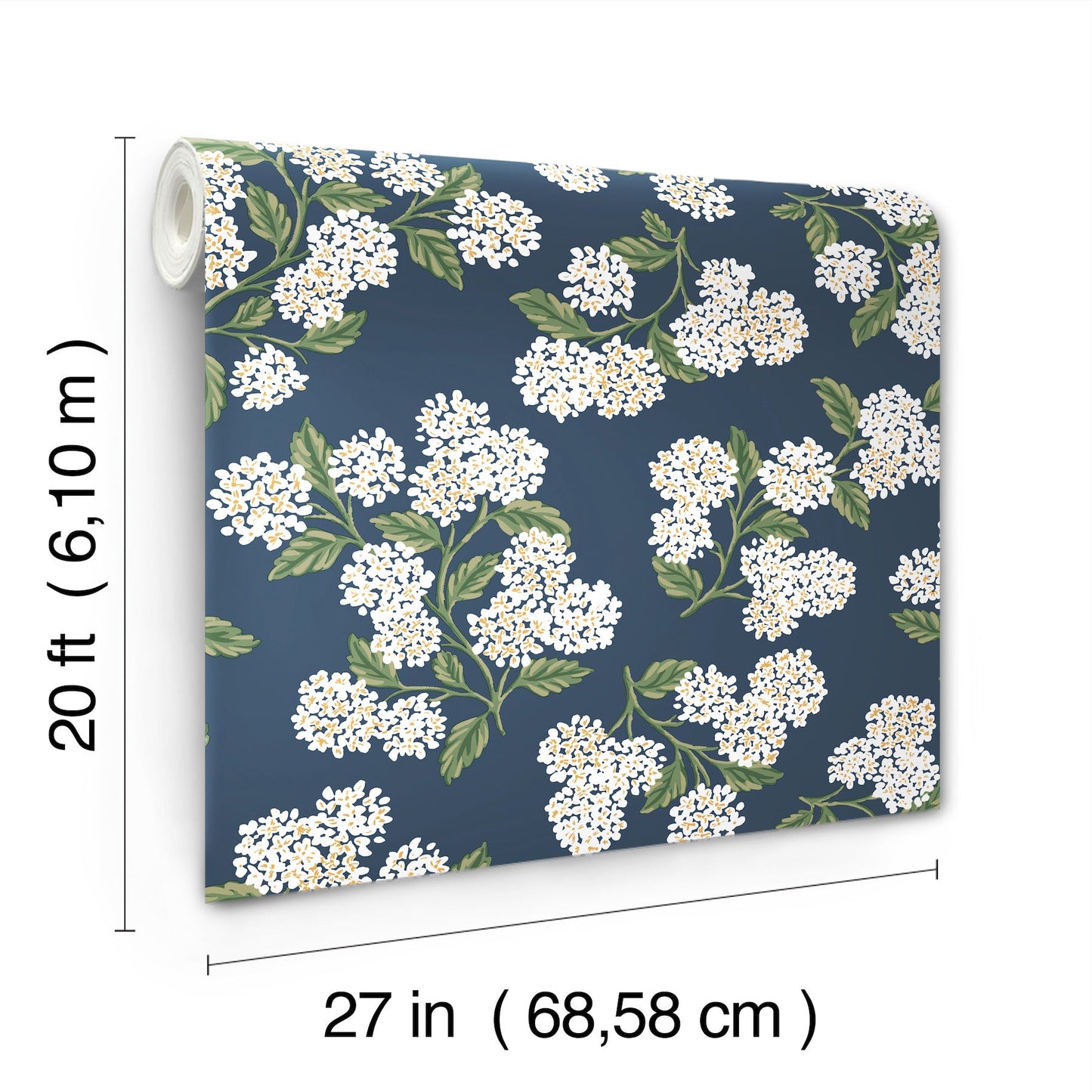 Rifle Paper Co Hydrangea Peel & Stick Wallpaper - Navy & White