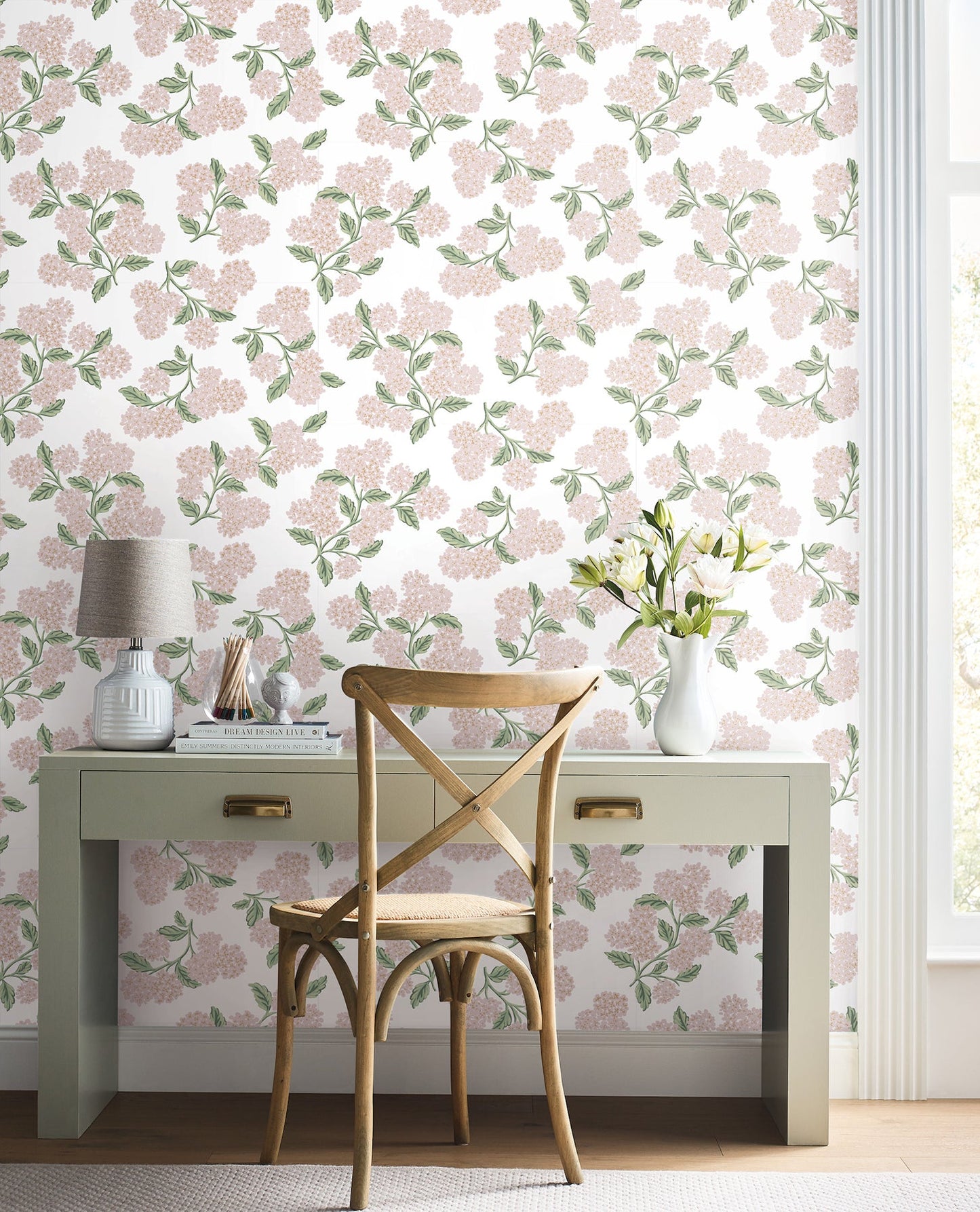 Rifle Paper Co Hydrangea Peel & Stick Wallpaper - Pink & White