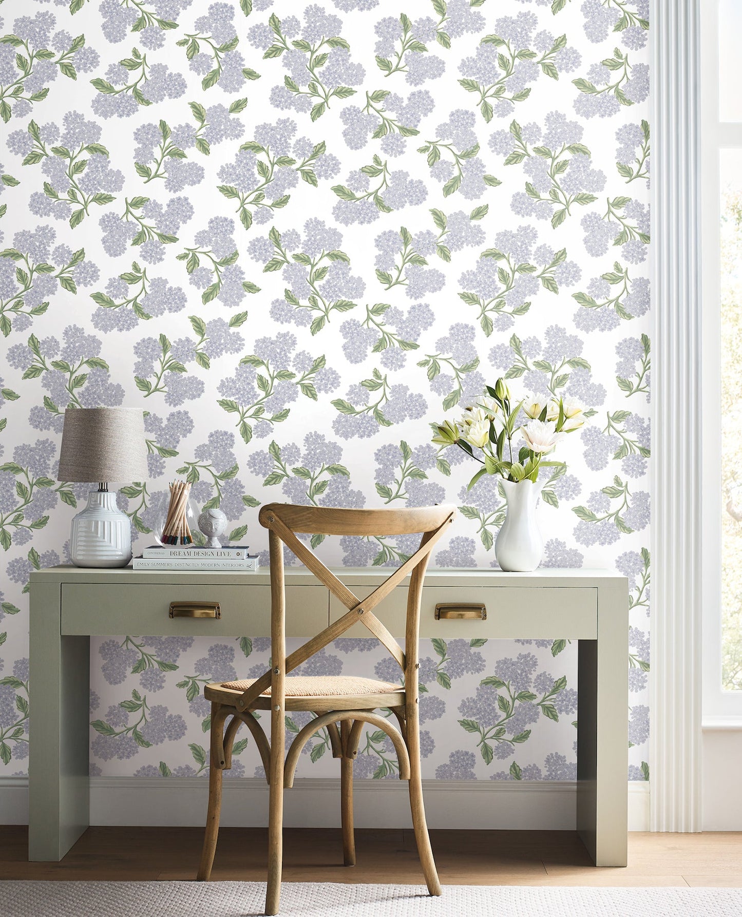 Rifle Paper Co Hydrangea Peel & Stick Wallpaper - Lilac & White