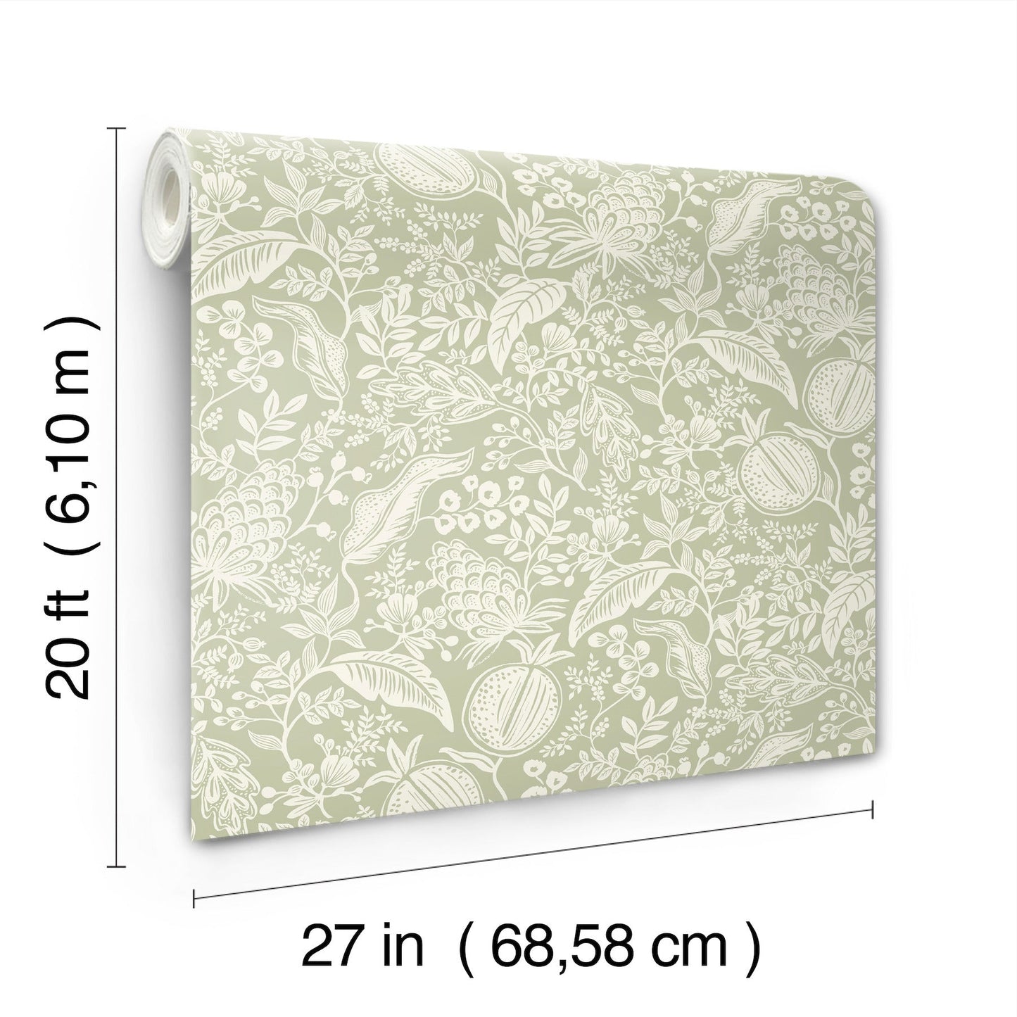 Rifle Paper Co Pomegranate Peel & Stick Wallpaper - Pistachio & White