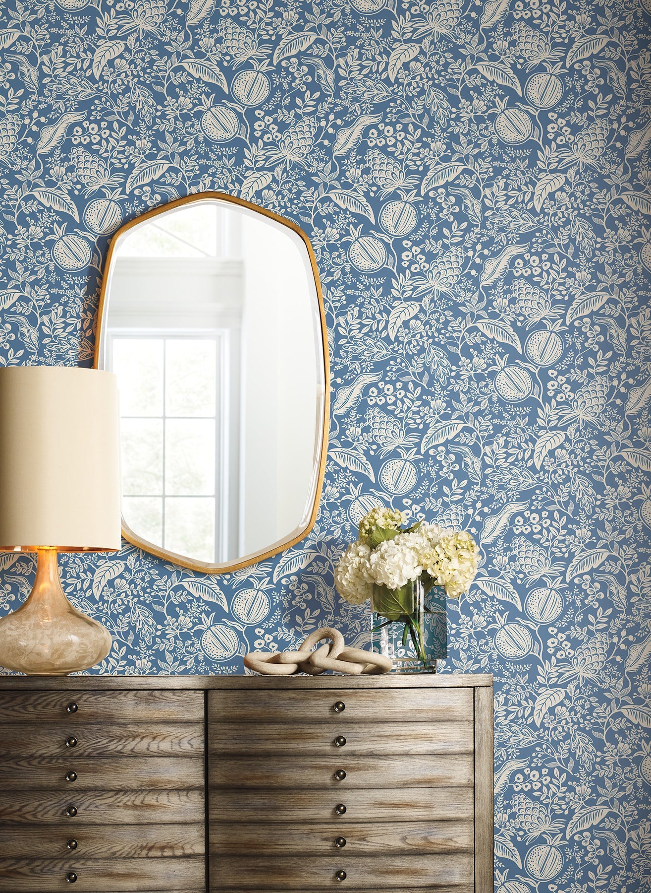 Rifle Paper Co Pomegranate Peel & Stick Wallpaper - Blue & Ivory