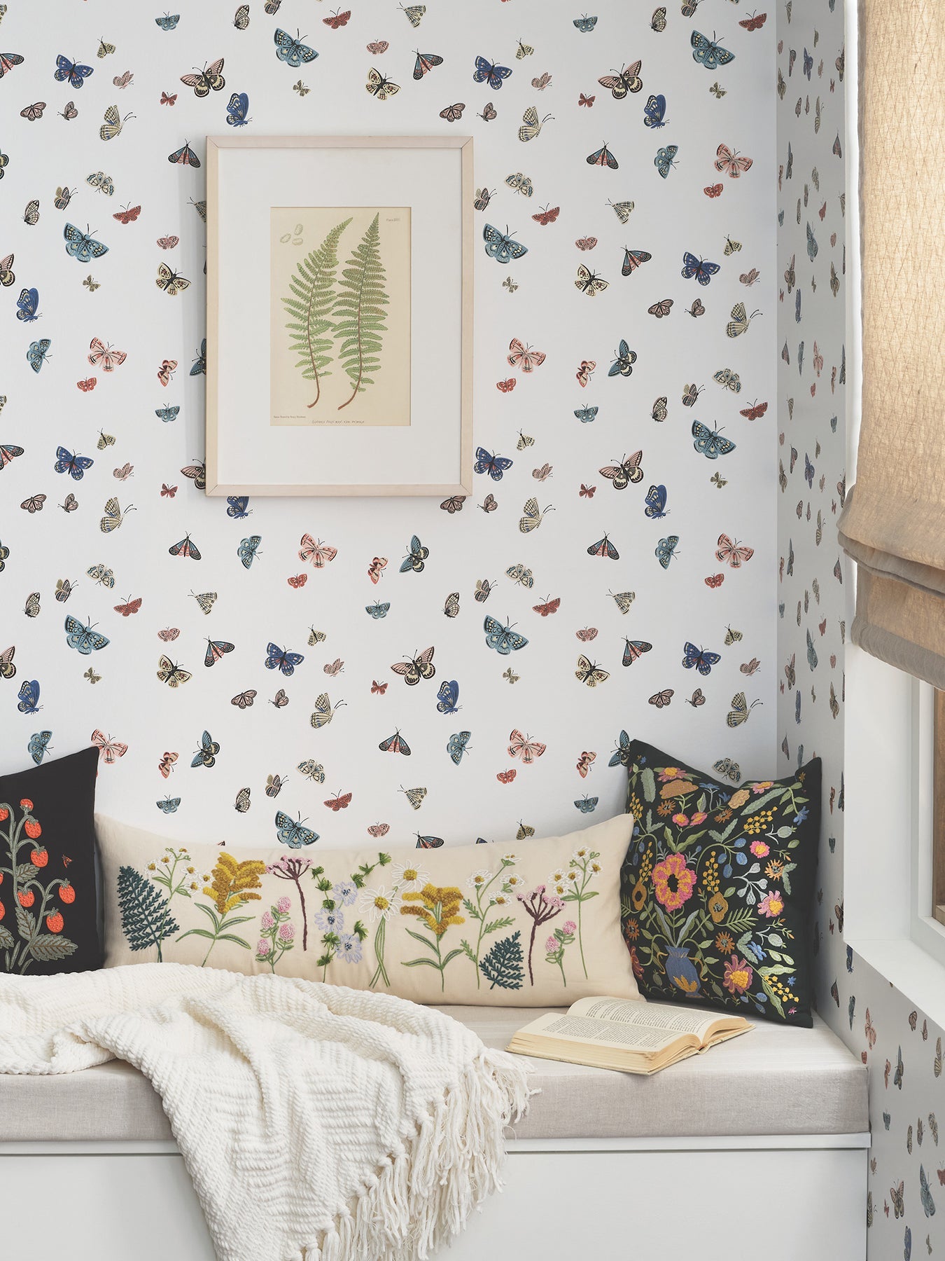 Rifle Paper Co Butterfly House Peel & Stick Wallpaper - White