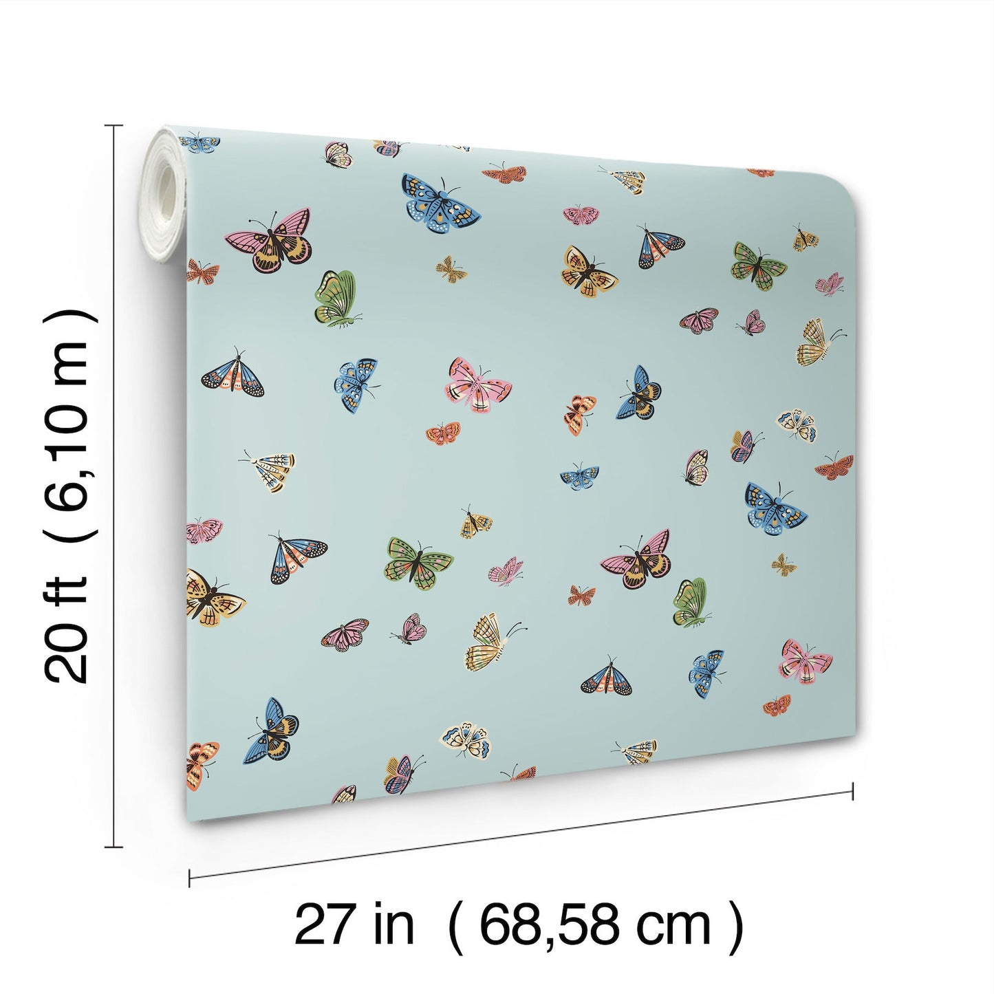 Rifle Paper Co Butterfly House Peel & Stick Wallpaper - Light Blue
