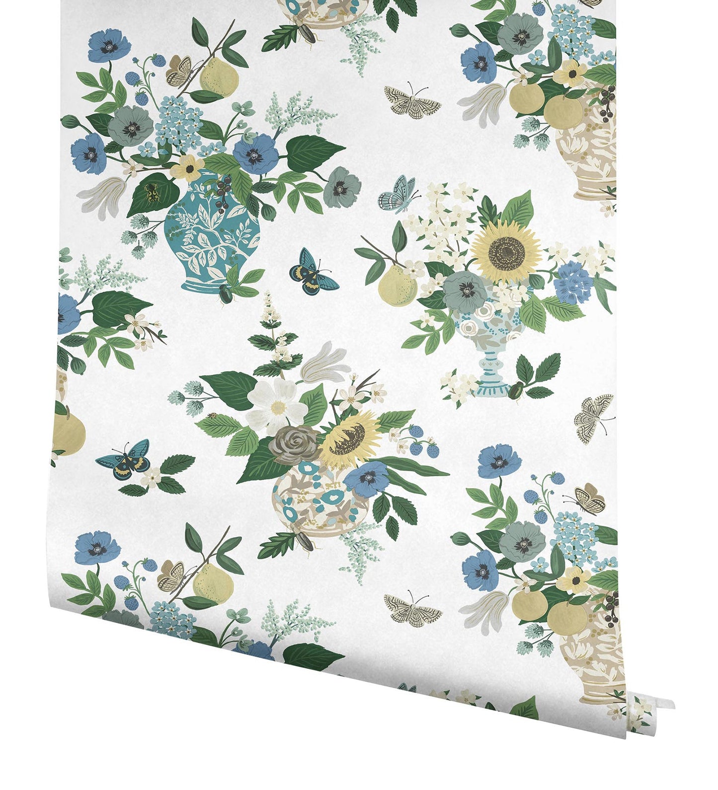 Rifle Paper Co Flower Studies Wallpaper - Blue Multi