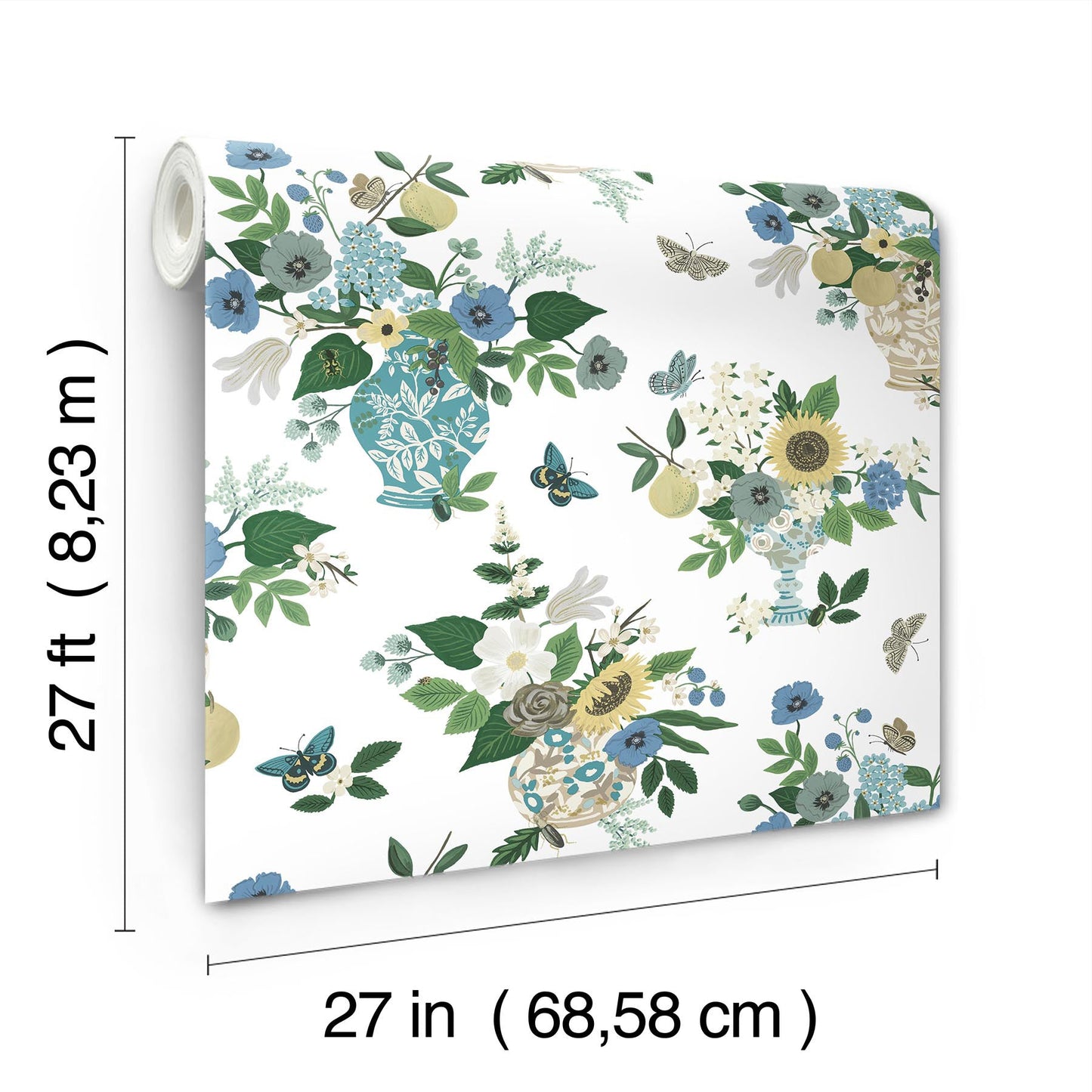 Rifle Paper Co Flower Studies Wallpaper - Blue Multi