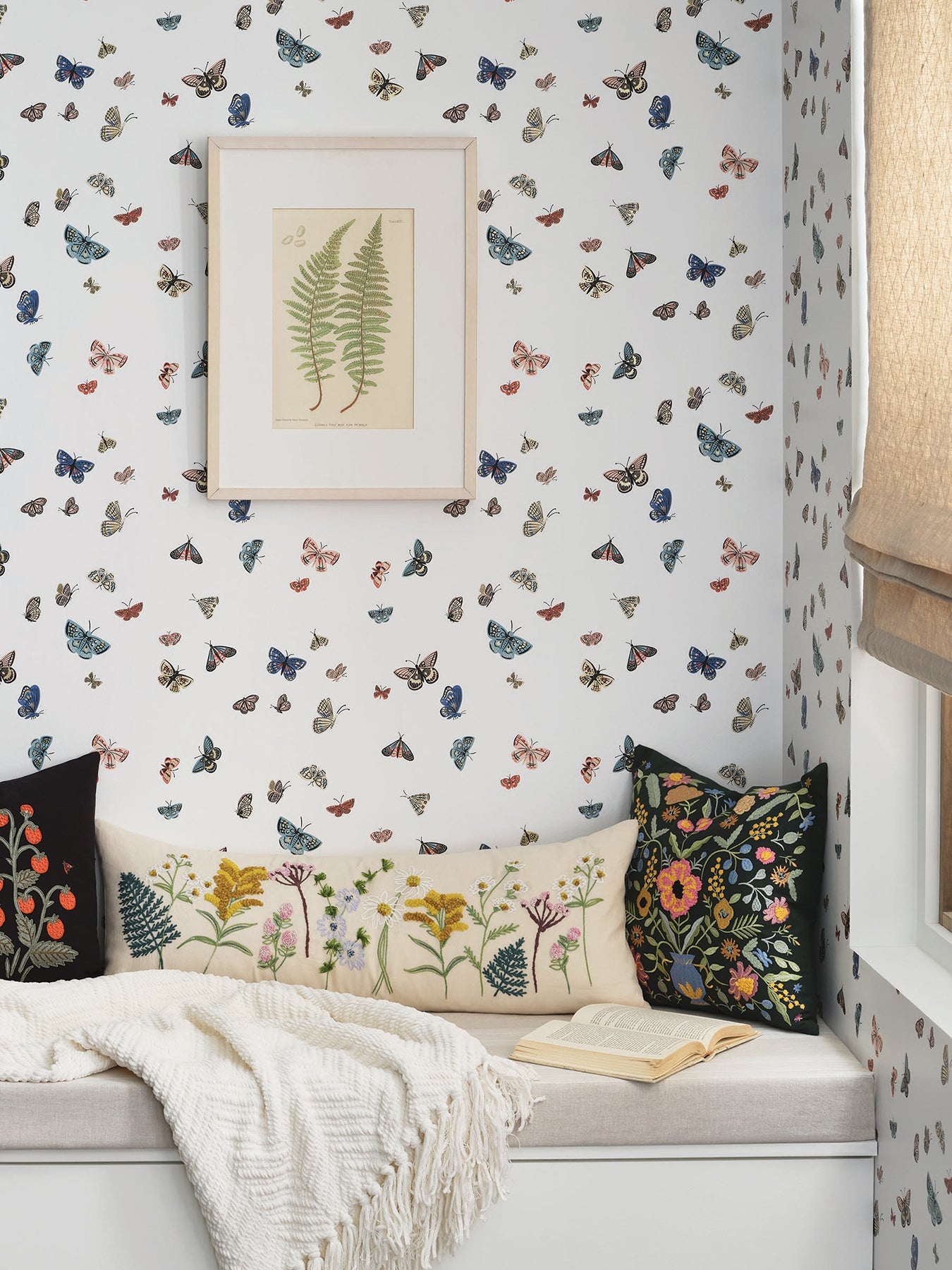 Rifle Paper Co Butterfly House Wallpaper - White