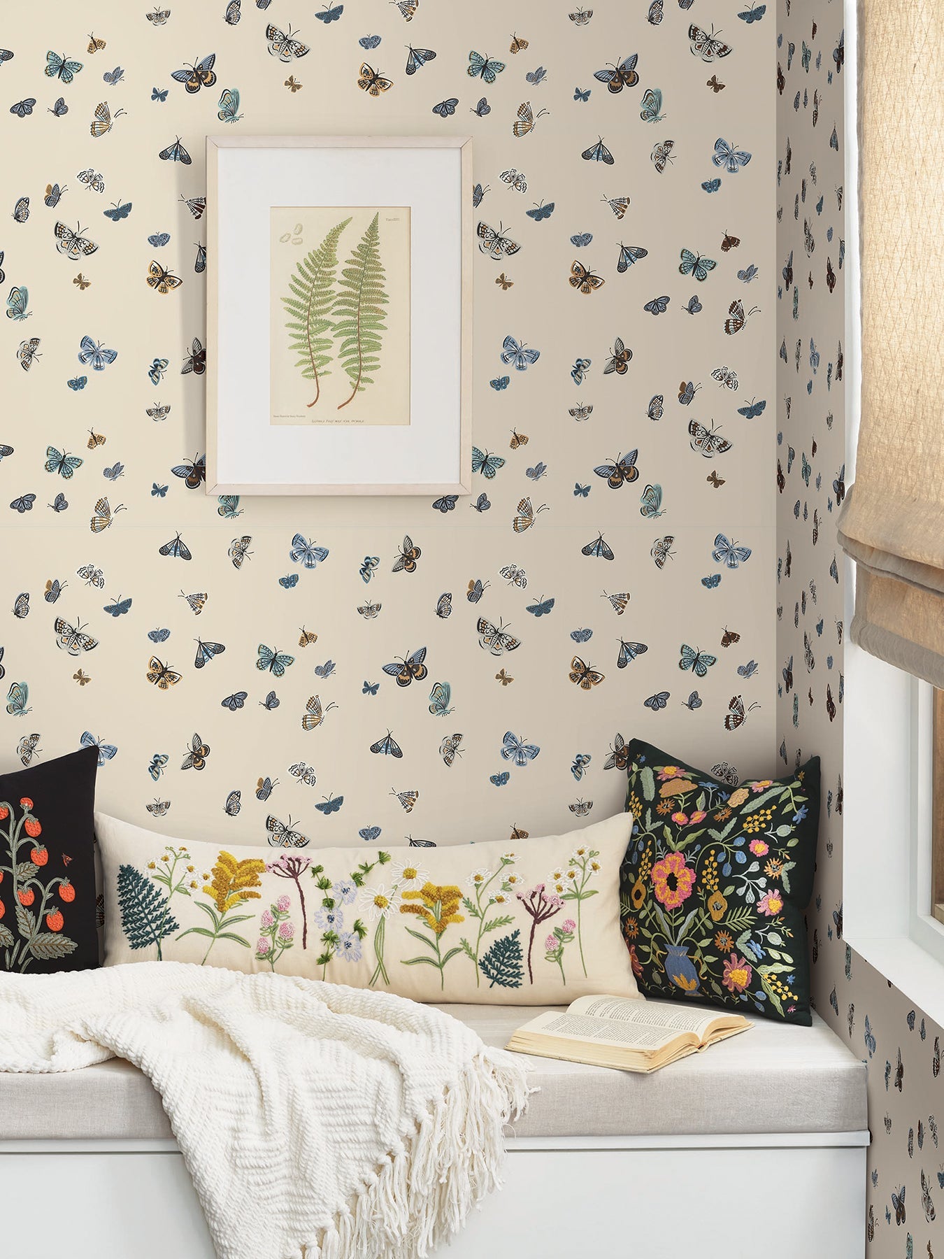 Rifle Paper Co Butterfly House Wallpaper - Linen