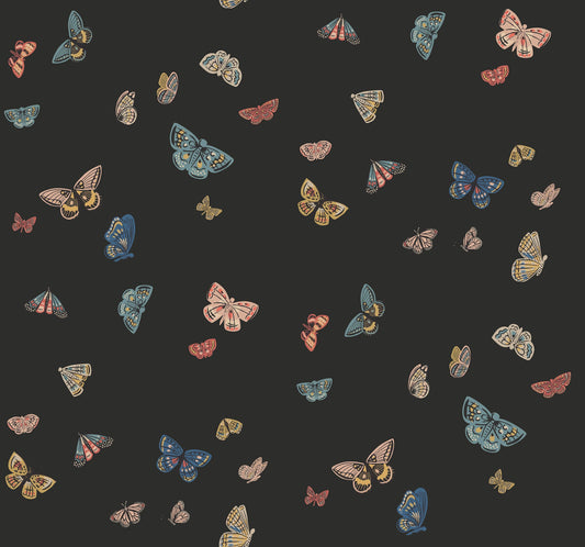 Rifle Paper Co Butterfly House Wallpaper - Black