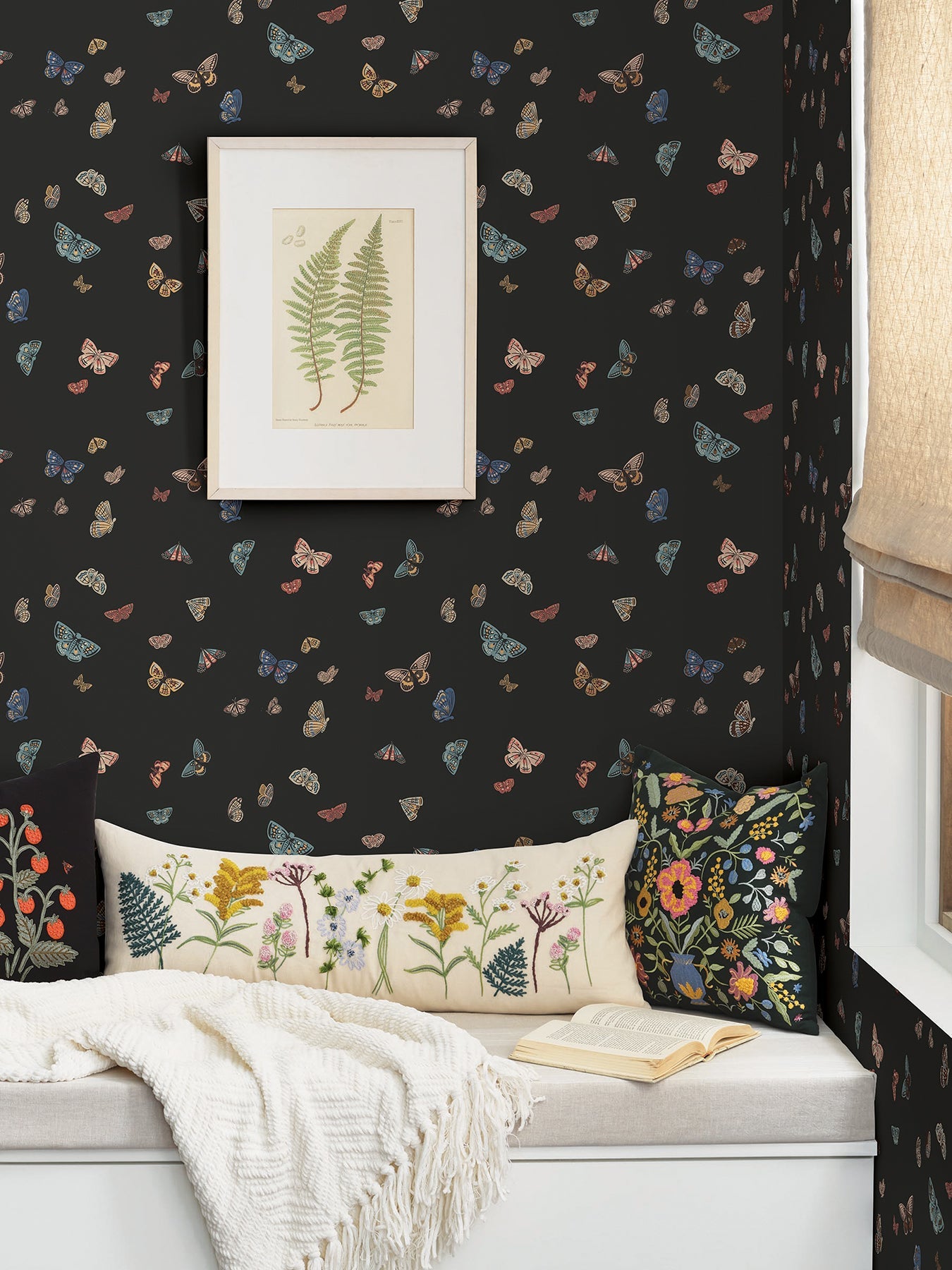Rifle Paper Co Butterfly House Wallpaper - Black