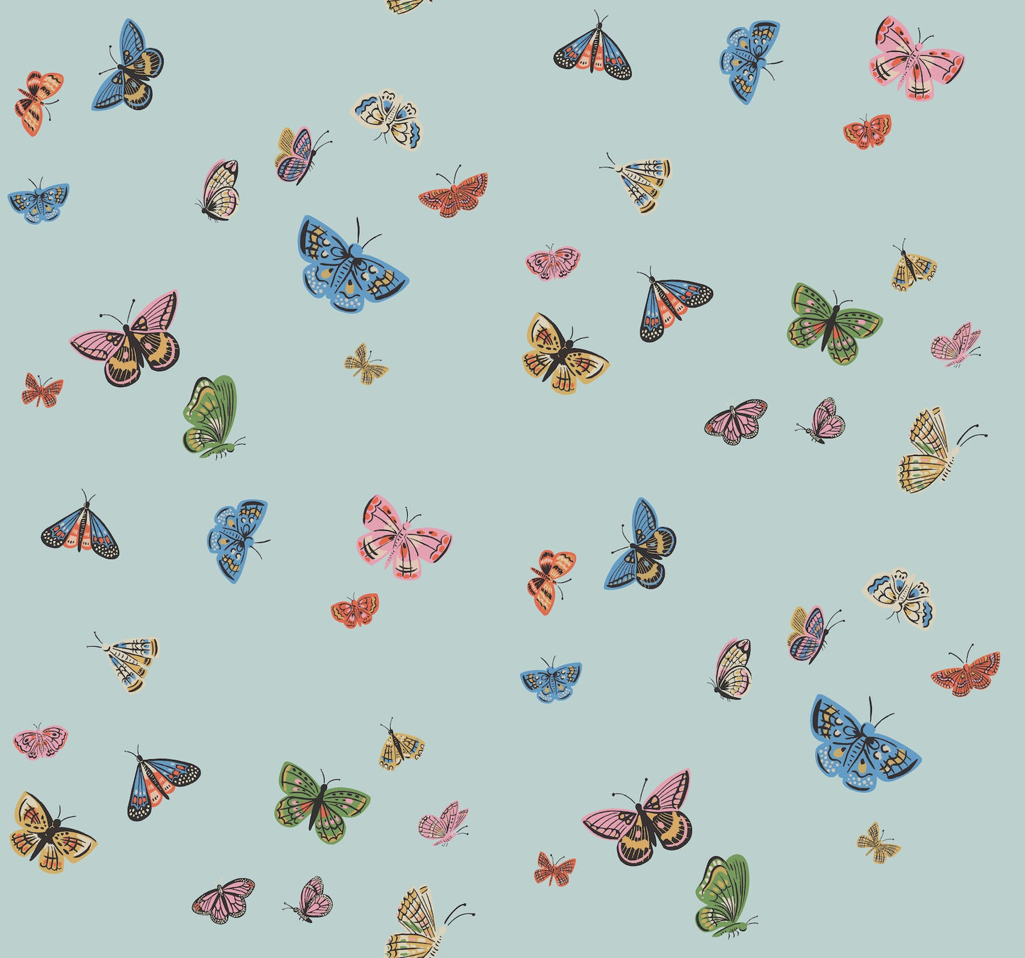 Rifle Paper Co Butterfly House Wallpaper - Light Blue