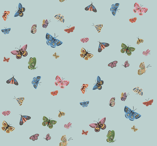 Rifle Paper Co Butterfly House Wallpaper - Light Blue