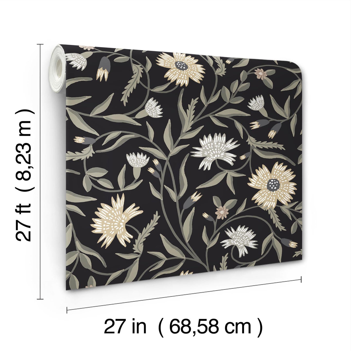Rifle Paper Co Aster Wallpaper - Black