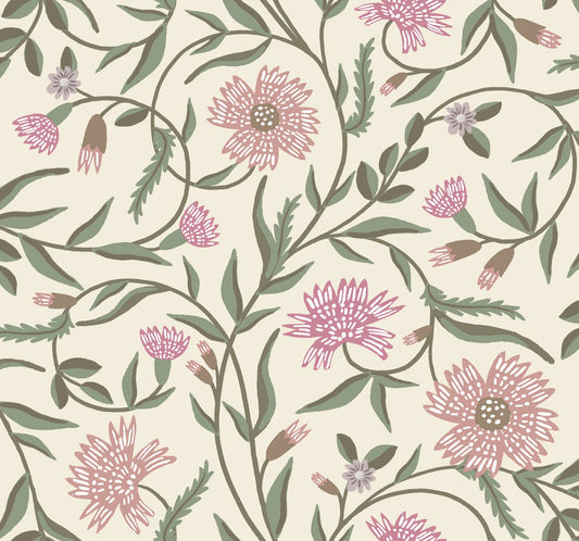 Rifle Paper Co Aster Wallpaper - Linen & Rose