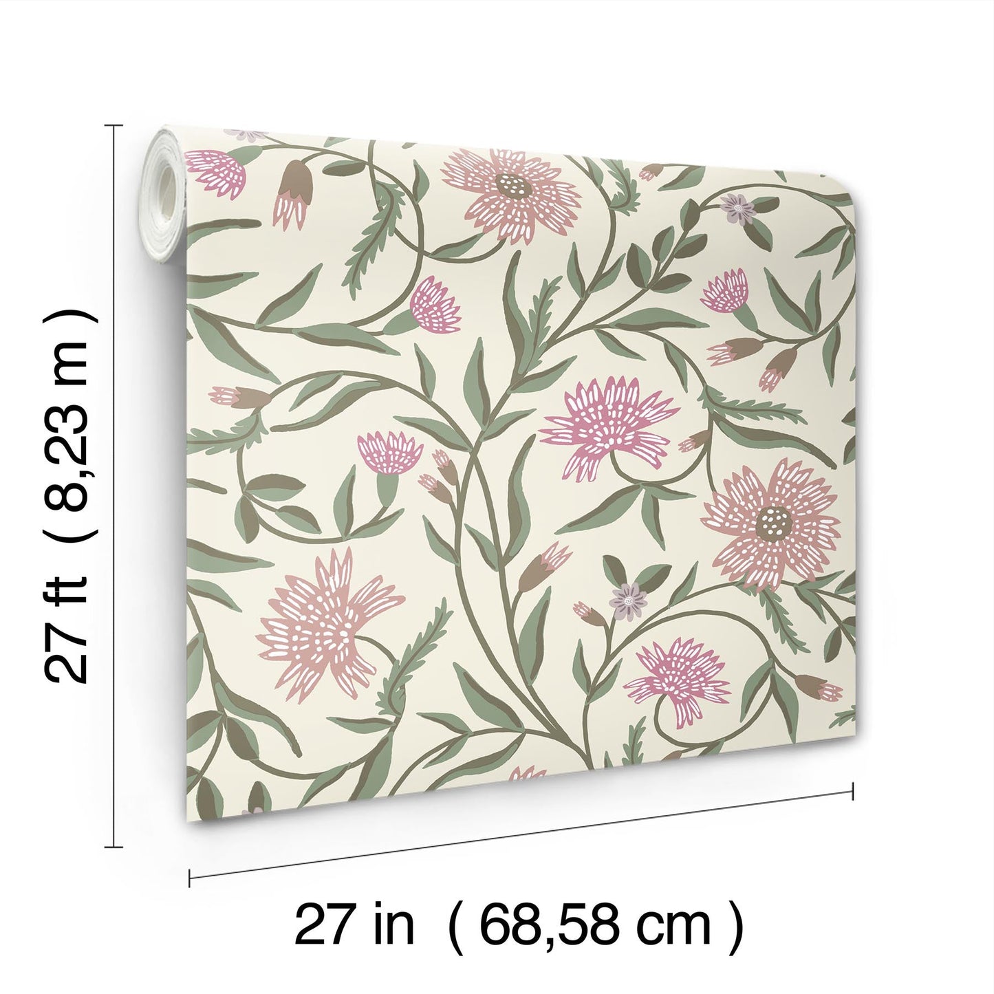 Rifle Paper Co Aster Wallpaper - Linen & Rose