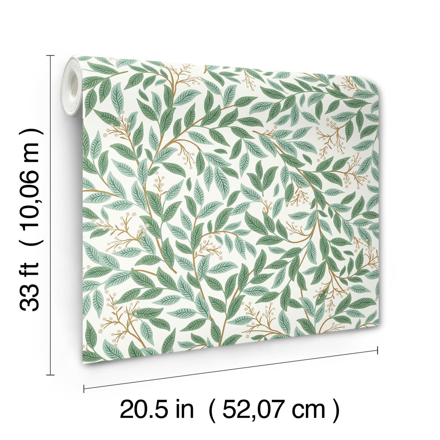 Rifle Paper Co Willowberry Wallpaper - Emerald & White