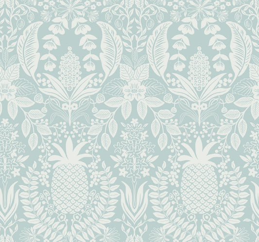 Rifle Paper Co Pineapple Damask Wallpaper - Light Blue
