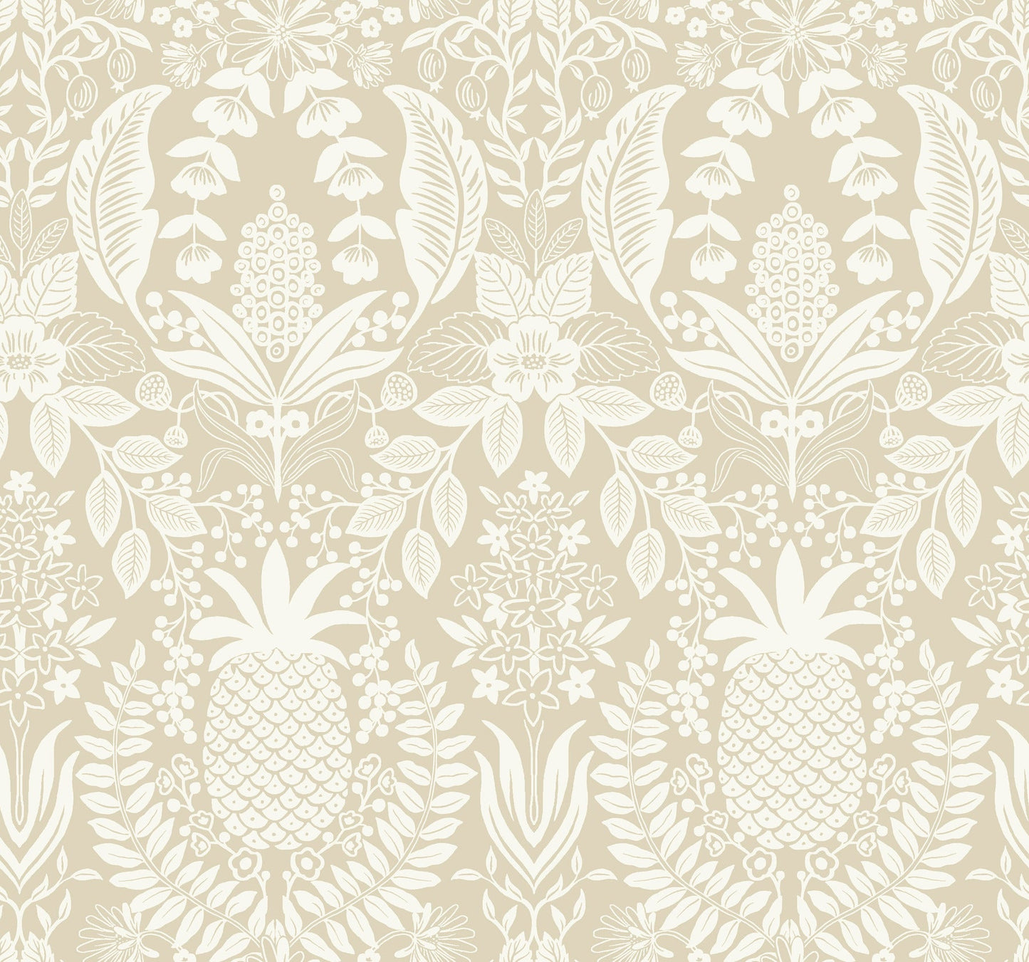 Rifle Paper Co Pineapple Damask Wallpaper - Linen