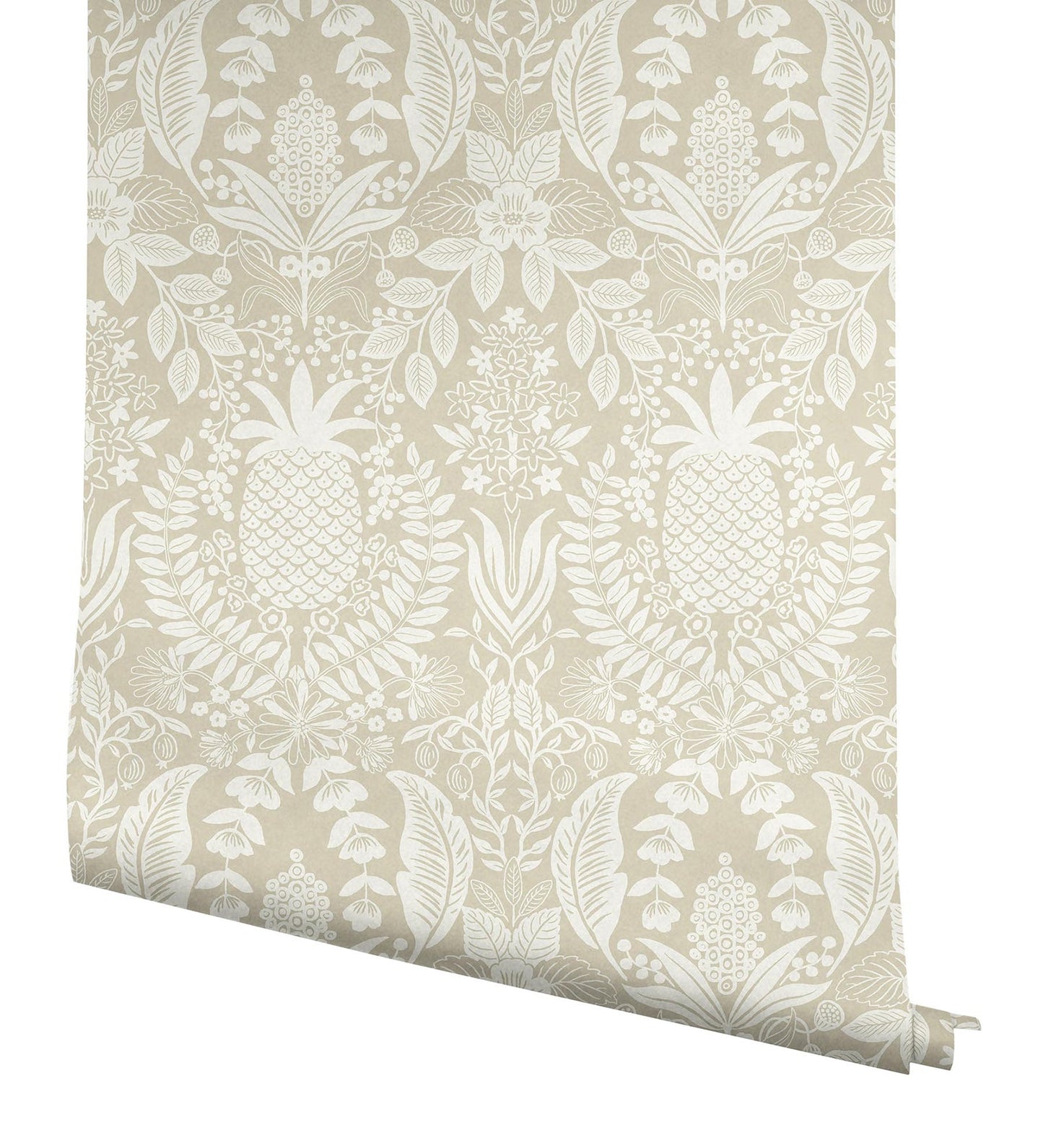 Rifle Paper Co Pineapple Damask Wallpaper - Linen