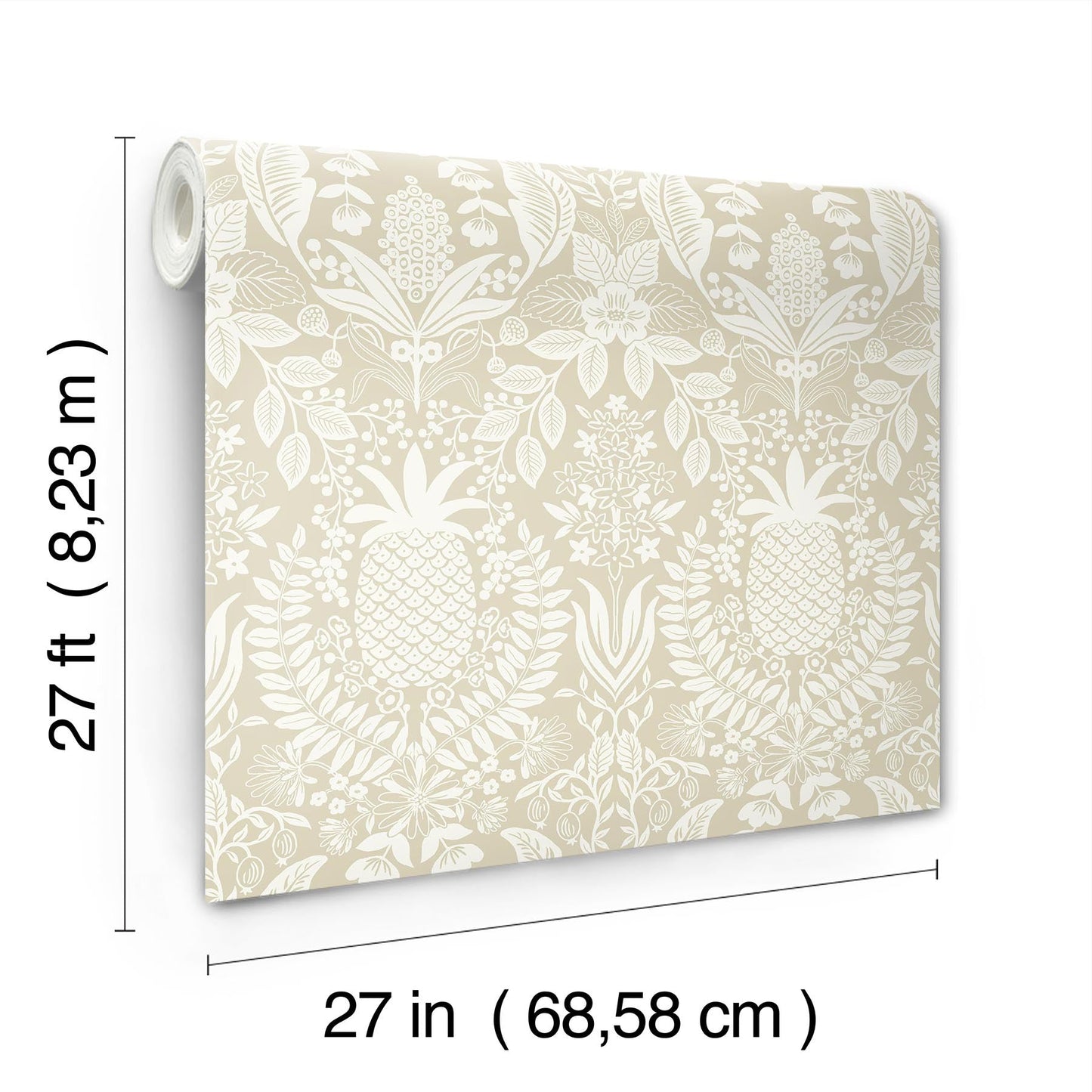 Rifle Paper Co Pineapple Damask Wallpaper - Linen