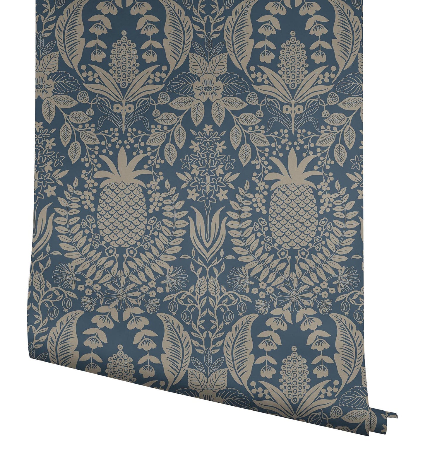 Rifle Paper Co Pineapple Damask Wallpaper - Navy