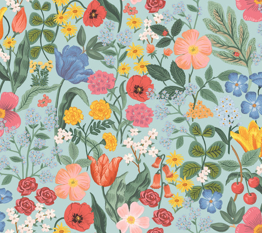 Rifle Paper Co Blossom Wallpaper - Light Blue