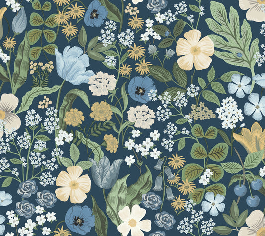 Rifle Paper Co Blossom Wallpaper - Navy