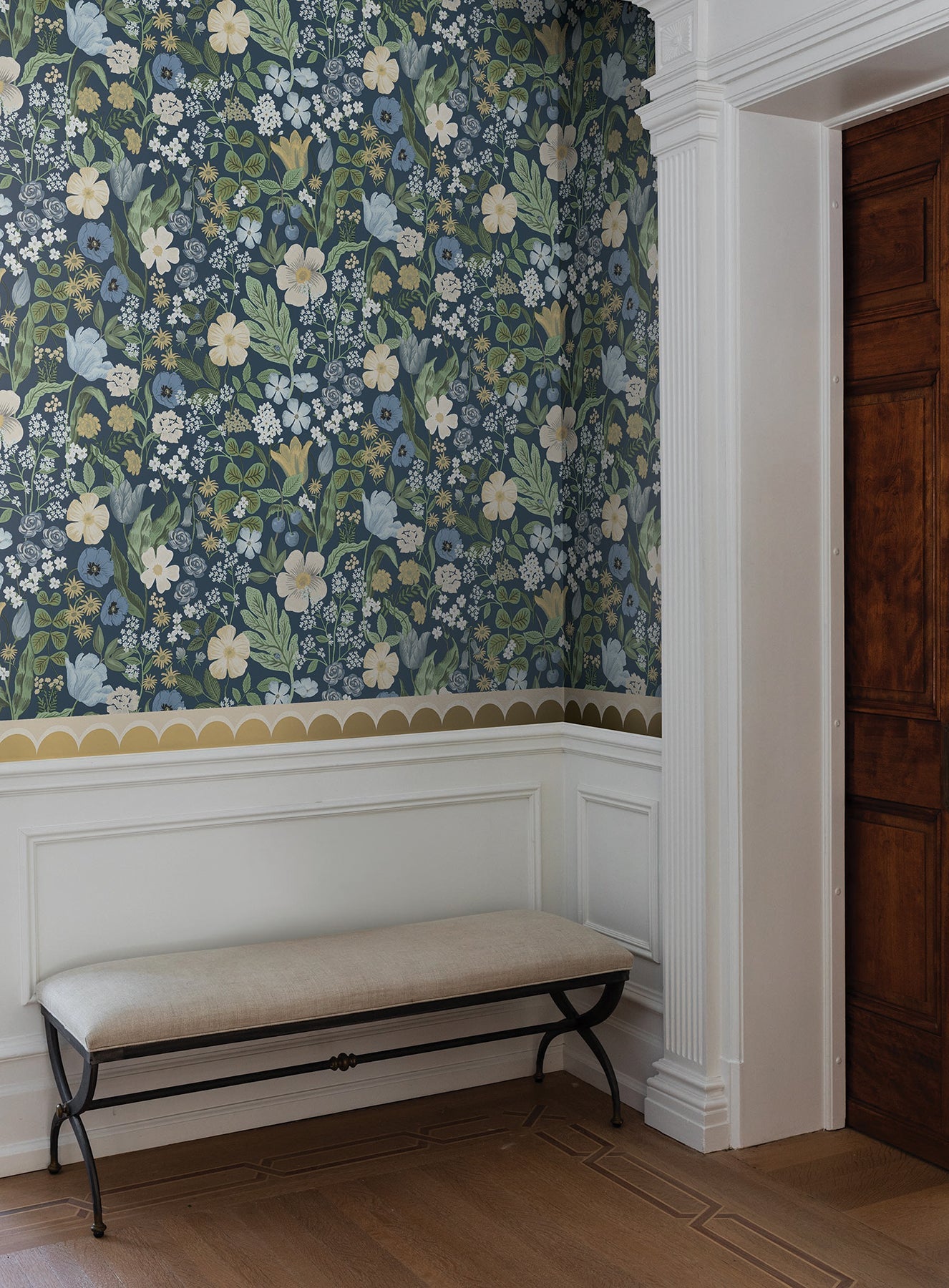 Rifle Paper Co Blossom Wallpaper - Navy