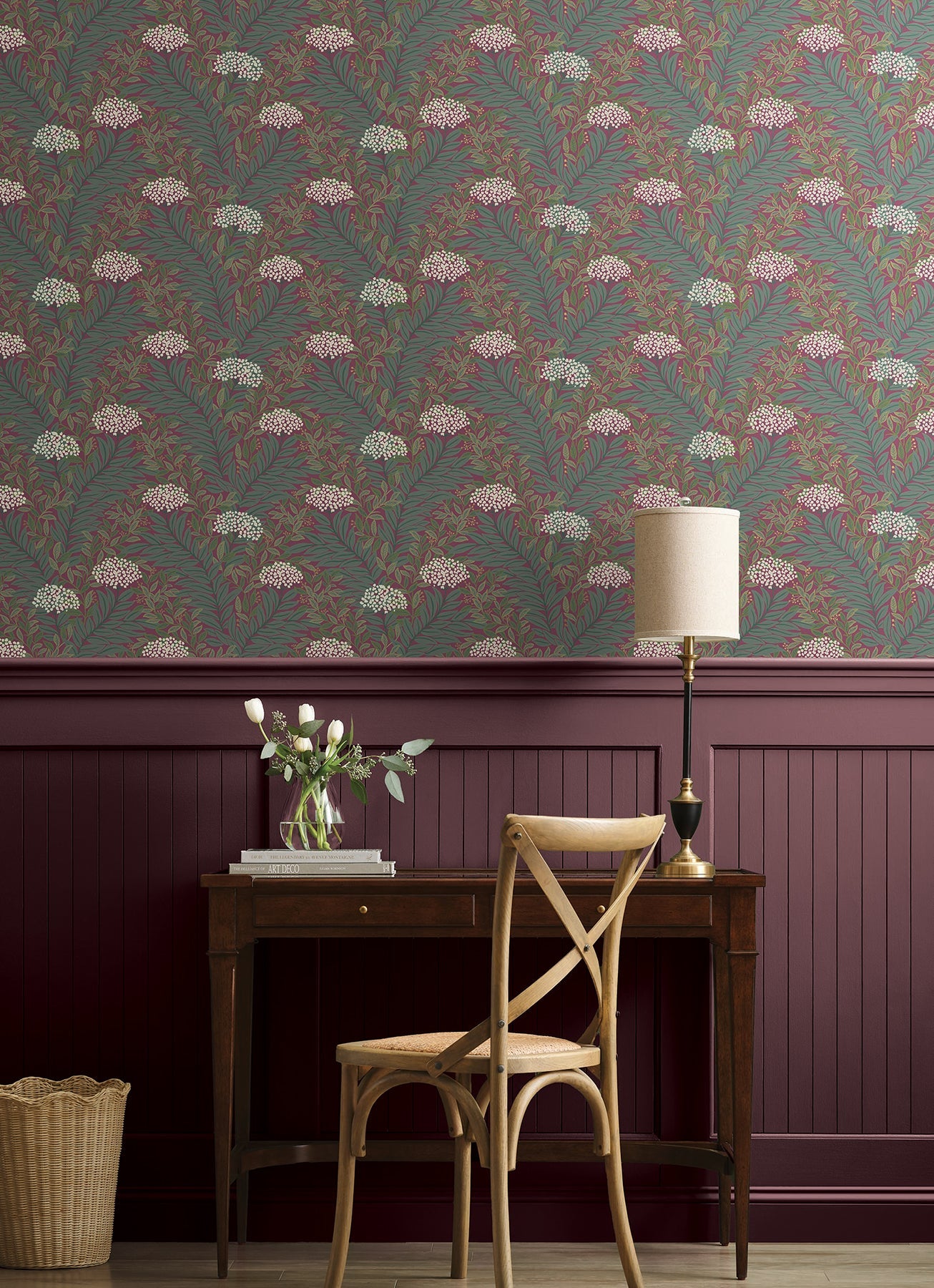 Rifle Paper Co Highgrove Wallpaper - Burgundy