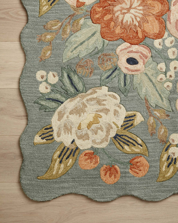 Rifle Paper Co x Loloi Silhouette Rug - Vintage Blossom Sage