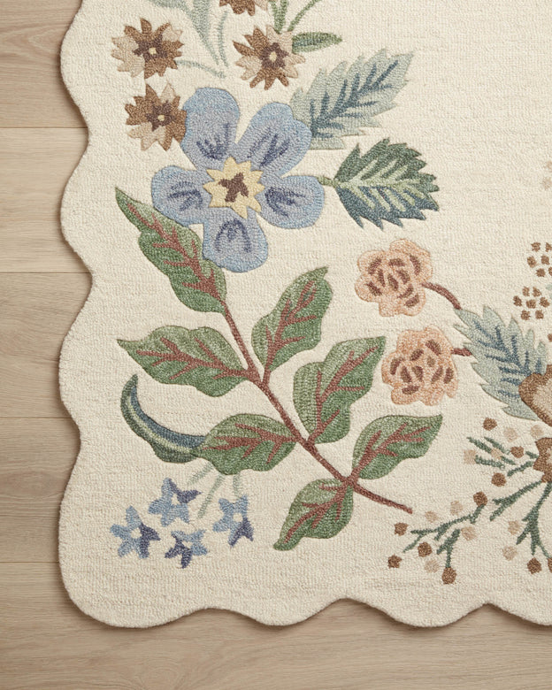 Rifle Paper Co x Loloi Silhouette Rug - Strawberry Fields Cream