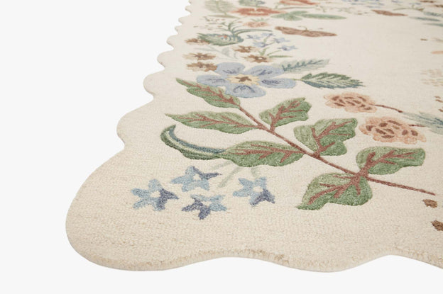 Rifle Paper Co x Loloi Silhouette Rug - Strawberry Fields Cream