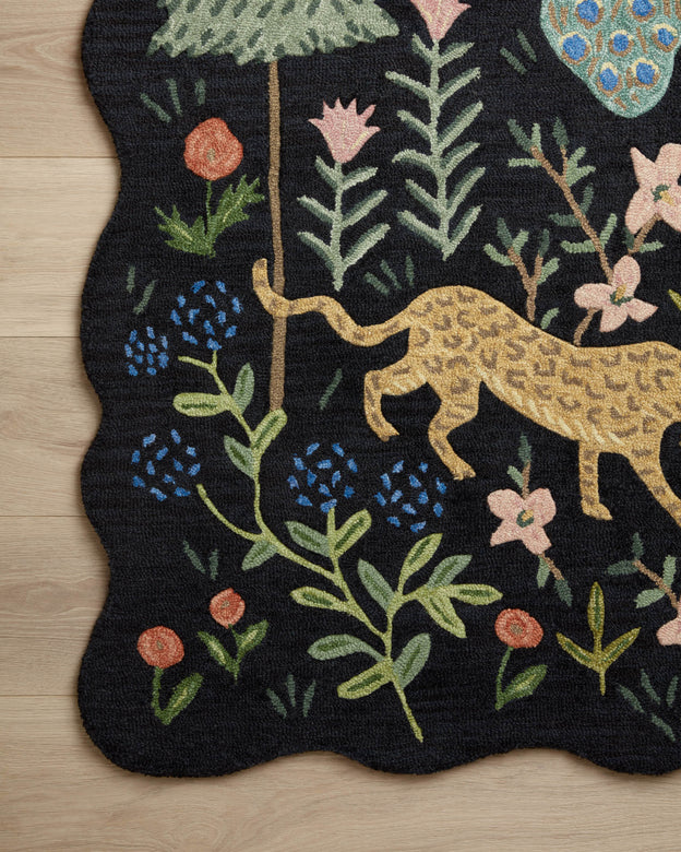 Rifle Paper Co x Loloi Silhouette Rug - Midnight Menagerie Black