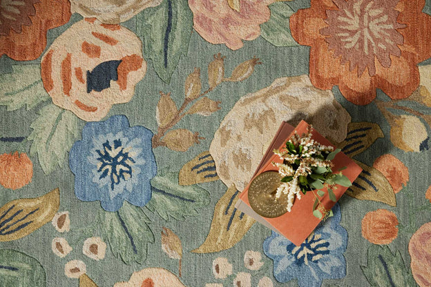Rifle Paper Co x Loloi Silhouette Rug - Vintage Blossom Sage