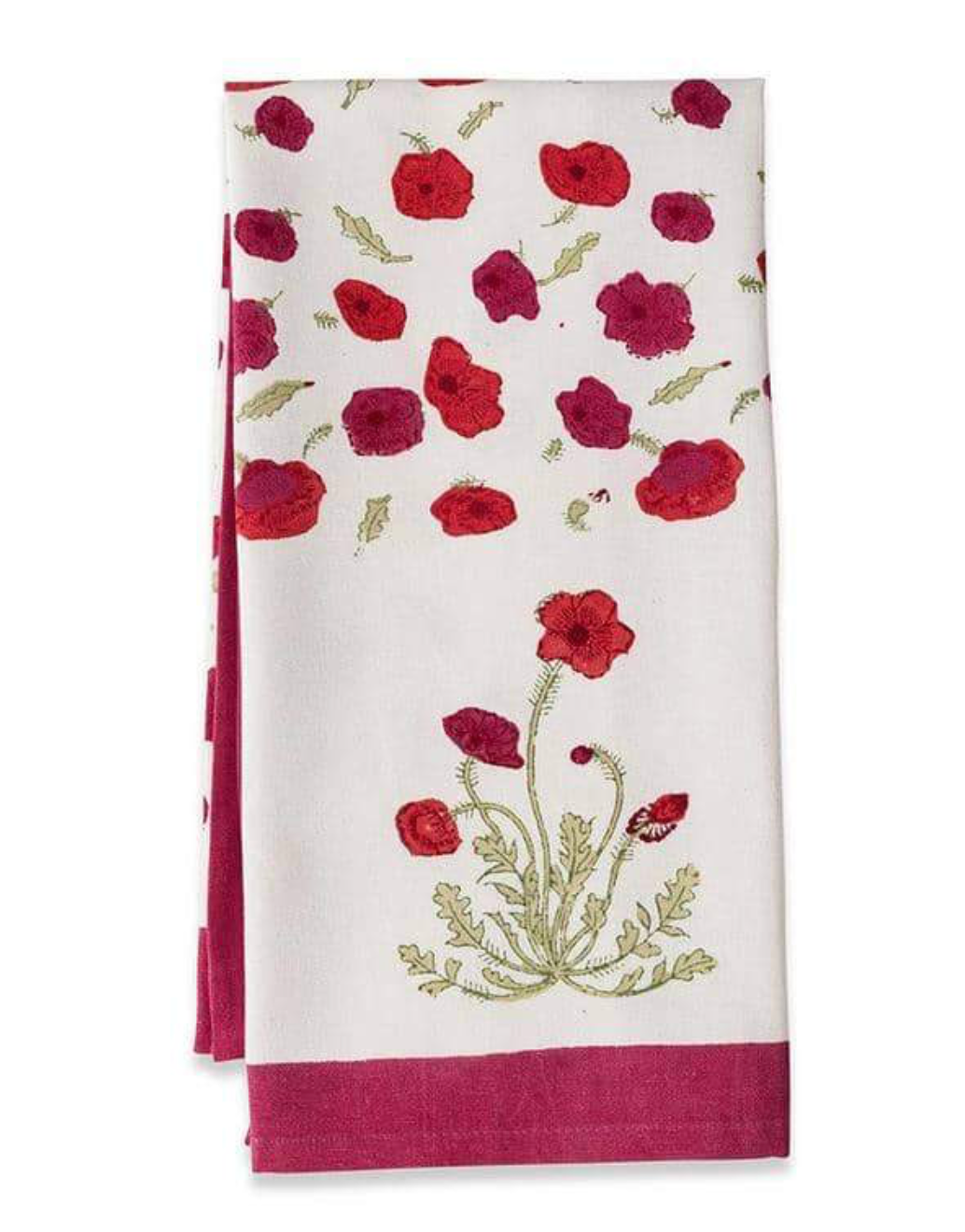 Tea Towel - Poppies Red/Green
