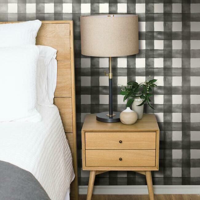 Magnolia Home Watercolor Check Wallpaper - Black
